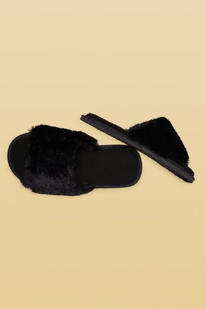 Pantufa Chinelo Feminino Plush Slider Preta