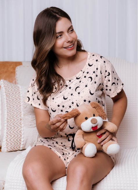 pijama feminino curto suede universo